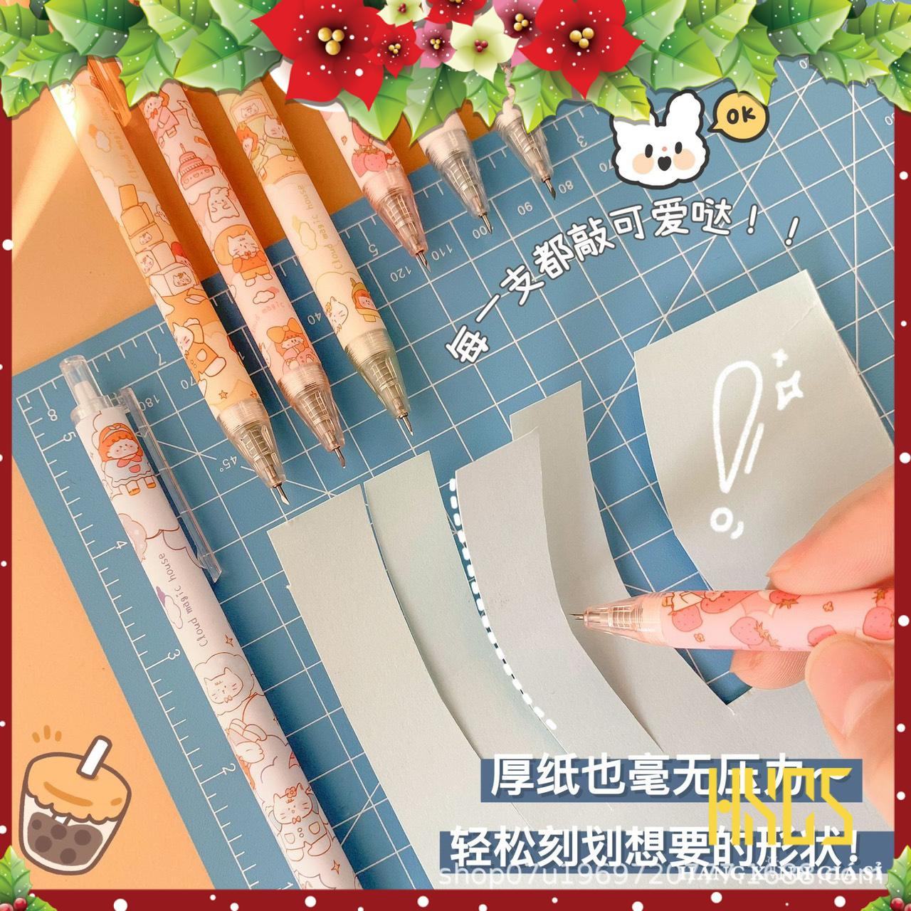 Bút dao dùng cắt Sticker, Bút dao HXGS dạng bút bấm tiện dụng để cắt washi sticker