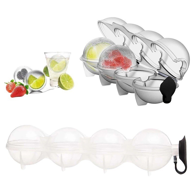 Khuôn Làm Đá Viên Bằng Silicon 4 Ngăn, Khuôn Khay Đá Khuôn Làm Đá Khuôn Làm Đá Viên Khuôn Khuôn Làm Bóng Tròn Gạch Hình Cầu Khuôn Dụng Cụ Nhà Bếp Cho Đồ Uống Cocktail Whiskey