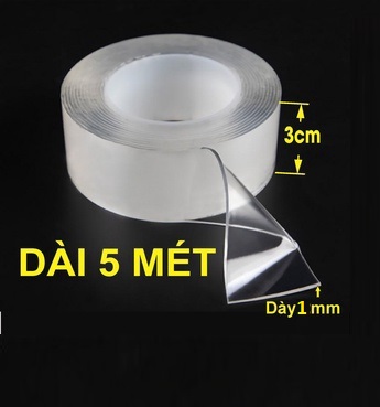 Băng keo 2 mặt đa năng trong suốt dán cuộn 3m trên mọi bề mặt siêu chắc chắn tháo dễ dàng