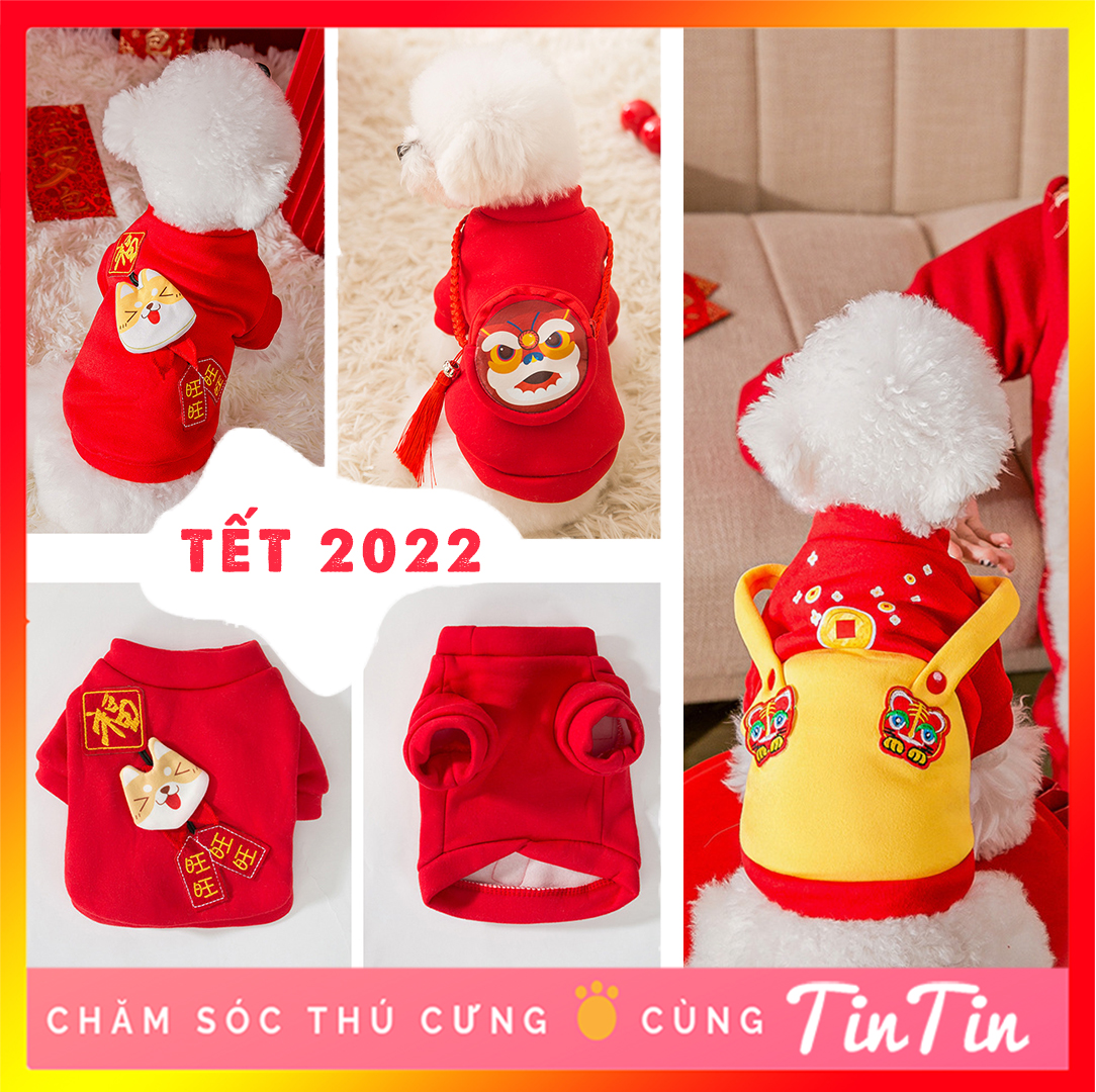 Quần áo tết cho chó mèo 2022 hoạ tiết nổi - áo mặc tết cho thú cưng #tintin pet store