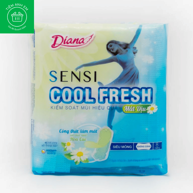 Băng vệ sinh Diana Sensi Cool Fresh mát dịu siêu mỏng không cánh 8 miếng