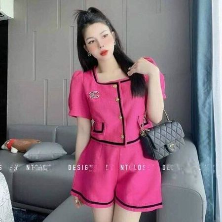 Set croptop thư xinh viền đen cổ vuông siêu dễ thương Thời Trang Nữ Tiểu Thư Sang Chảnh Thanh Lịch
