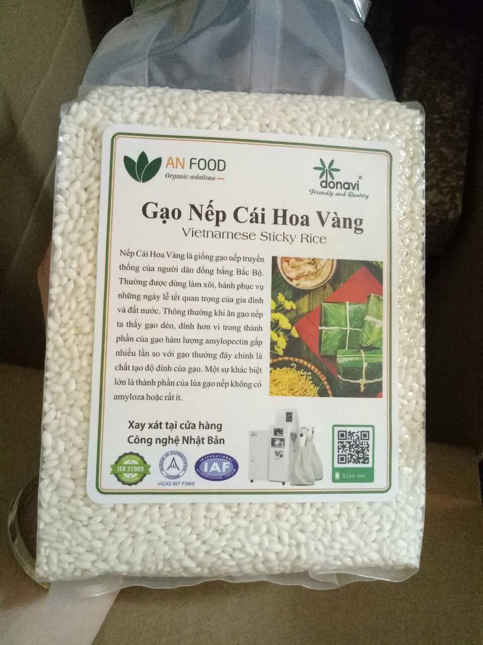 Gạo nếp cái hoa vàng Anfood xát trắng/ Gạo nếp cái hoa vàng Anfood nếp lứt