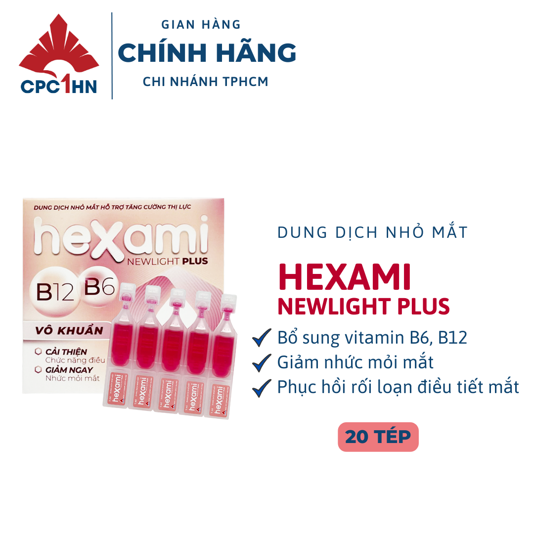 Nước nhỏ mắt hexami newlight plus 20 ống x 1ml - cải thiện chức năng điều tiết của mắt, giảm mỏi mắt