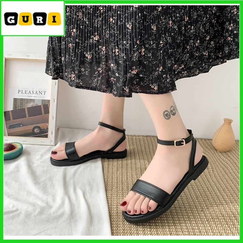 [HCM]Dép nữ quai ngang đế bằng đi học đế bằng thương hiệu cao cấp GURI Dép nữ quai ngang