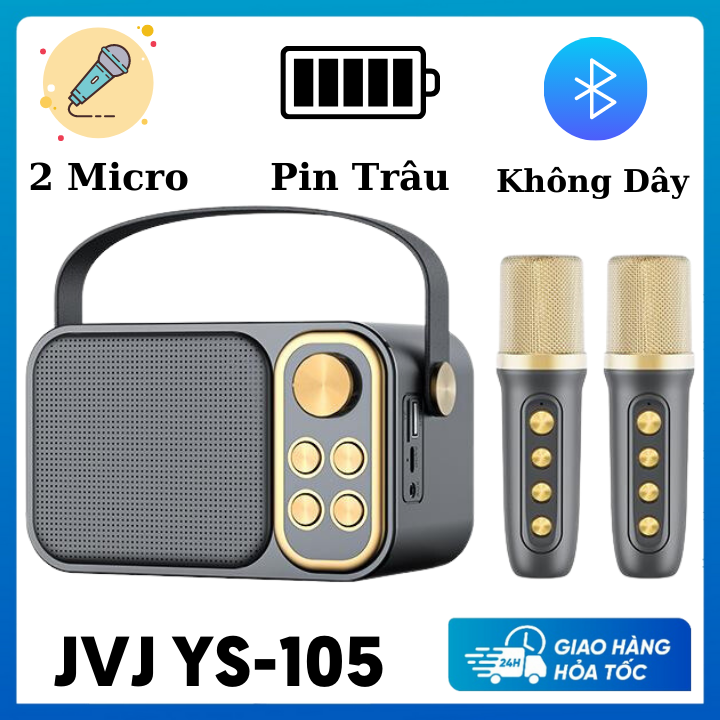 Loa Karaoke Bluetooth JVJ YS-105 , Kèm 2 Micro Không Dây, Âm Thanh Siêu Hay, Thiết Kế Sang Trọng Nhỏ Gọn, 15W, Bảo Hành 12 Tháng