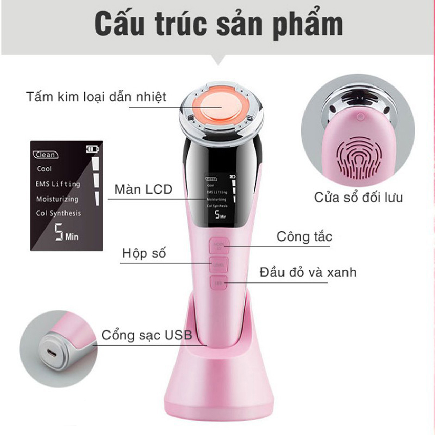 Máy massage mặt haki , máy massage ion nóng lạnh máy rửa mặt, mát xa nâng cơ mặt, đẩy dưỡng chất 💝bh 24thang