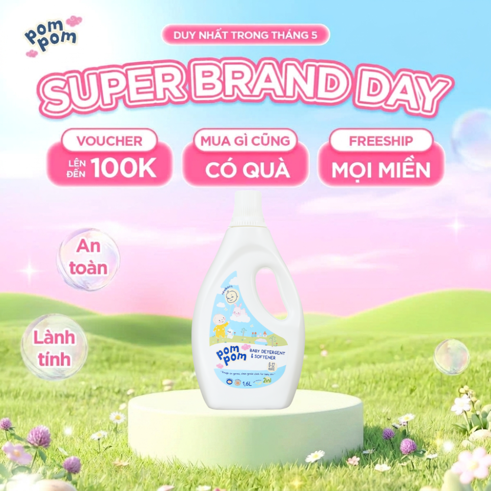 [NEWBORN - SƠ SINH] Nước Giặt Xả Dạng Gel Siêu Đậm Đặc 2in1 PomPom Newborn cho bé Sơ sinh Lọt Lòng
