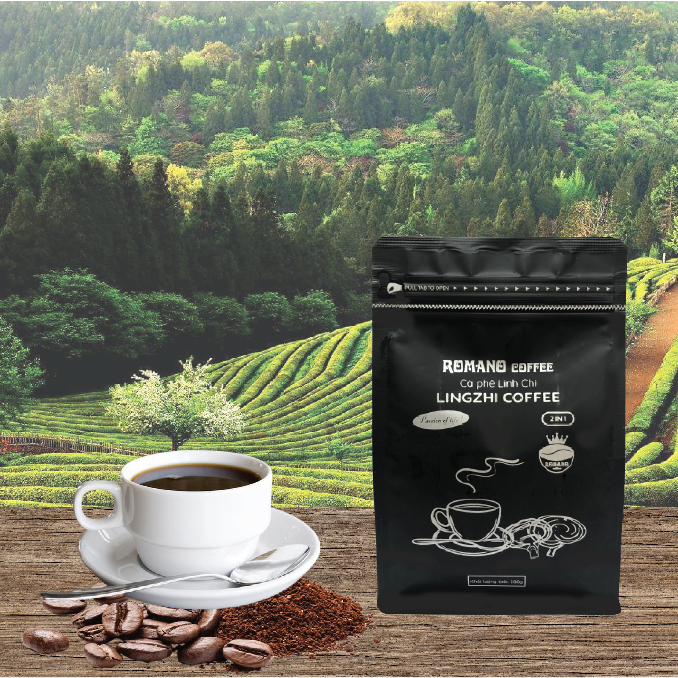 RomanoCoffee Cà phê Linh Chi 2in1 (Gói 200gr)