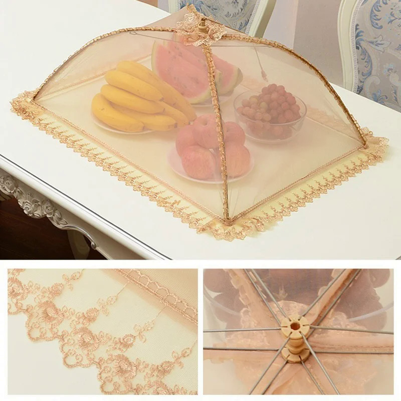 Di động có thể gập lại Bảng thực phẩm bìa chống ruồi muỗi Net món ăn Bìa ô Dã ngoại bảo vệ lưới pop-up Dome phụ kiện nhà bếp
