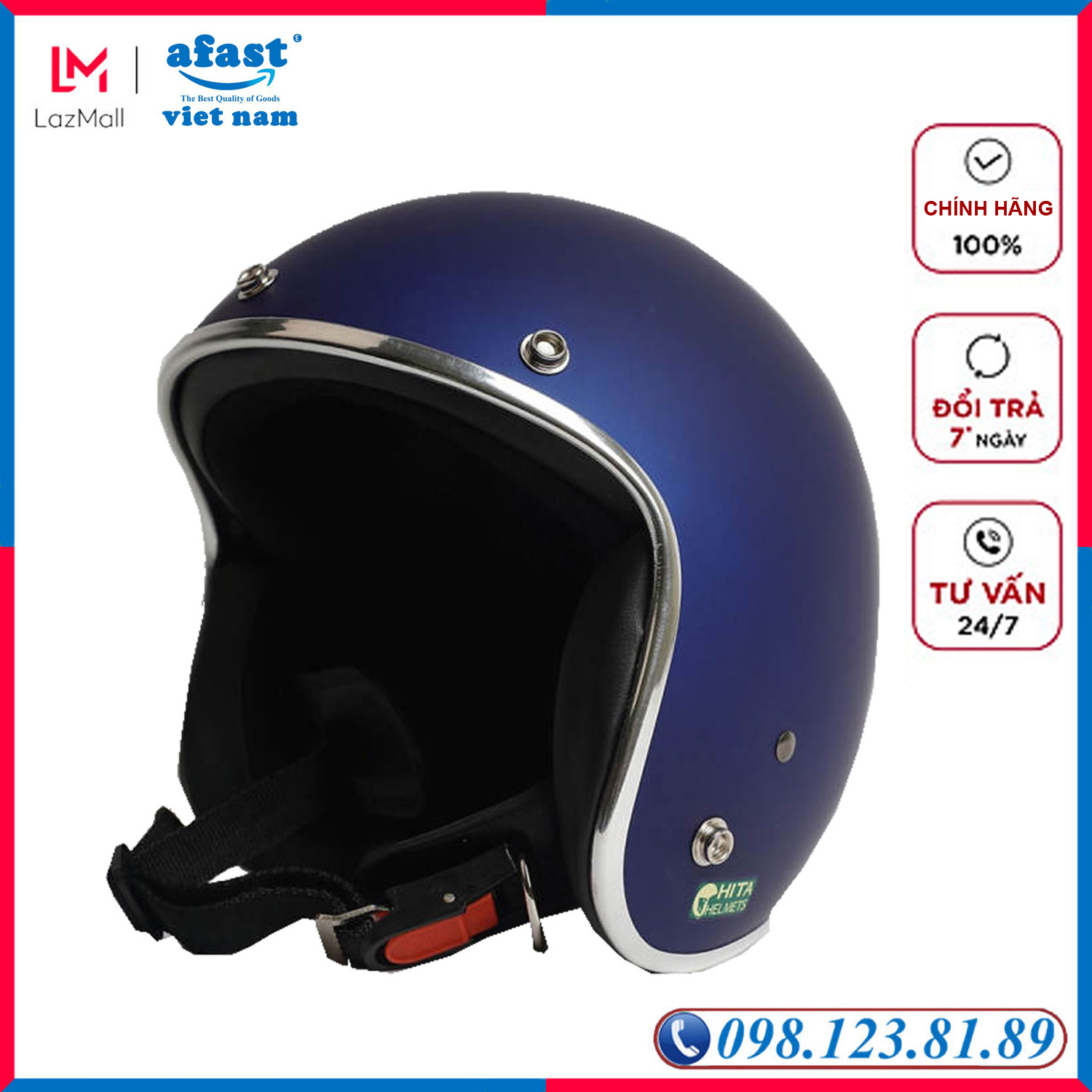 Mũ bảo hiểm 3/4 đầu không kính CHITA CT1, nón bảo hiểm chuyên phượt cao cấp, an toàn, bền bỉ, thời trang - AFAST VIỆT NAM
