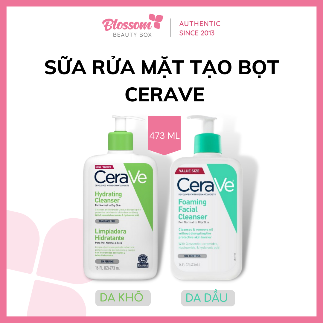 Sữa rửa mặt cerave da dầu, da khô #blossom