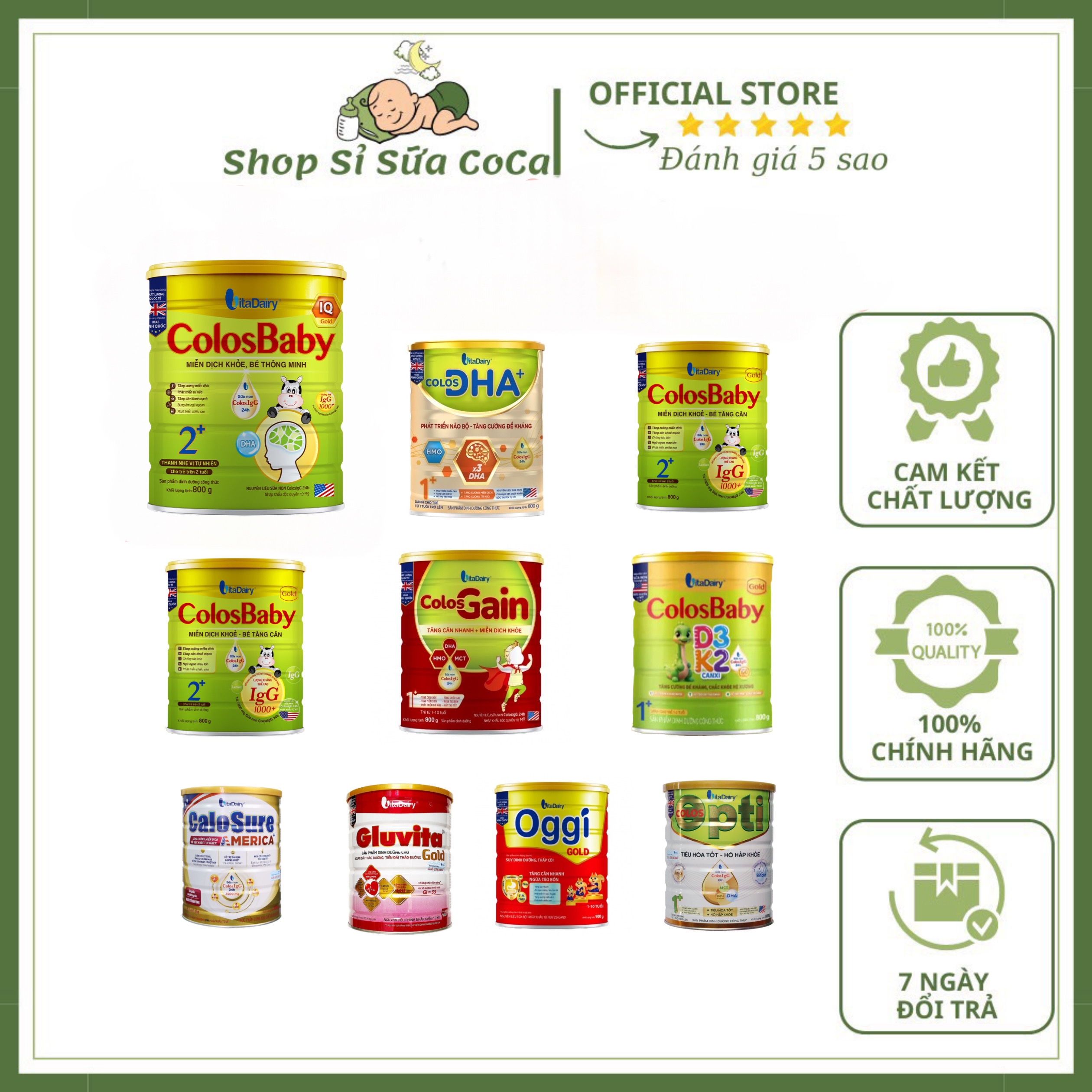 Sữa bột Colosbaby Gold Bio IQ D3K2 Gain DHA 800gr đủ loại cho bé ( Date 2026 mã Qr tích xu đầy đủ)