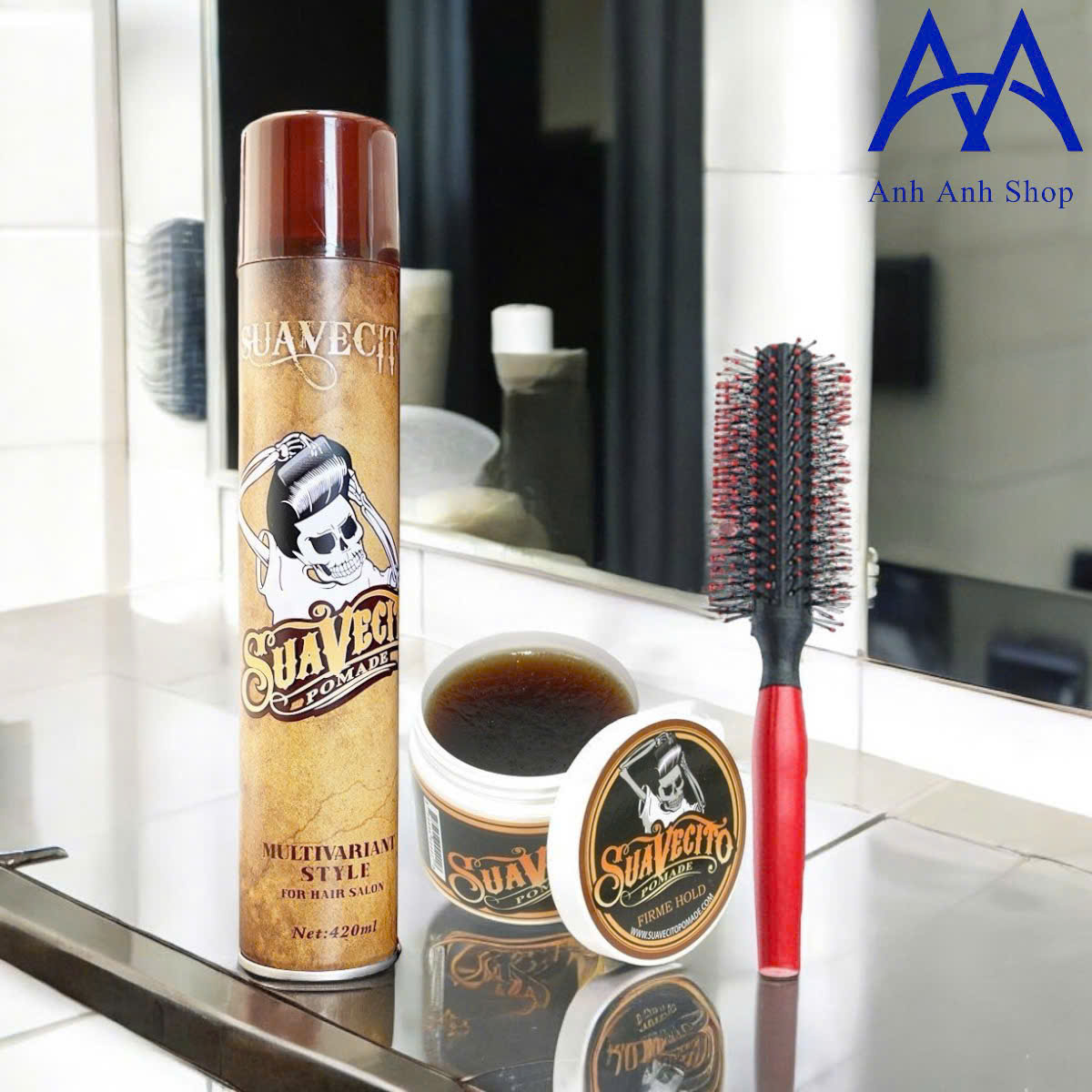 COMBO GÔM 300ML VÀ SÁP SUAVECITO 100G kèm lược tạo phồng tóc