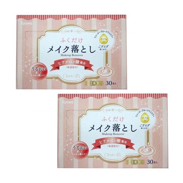 Combo 02 hộp khăn ướt tẩy trang Nhật Bản KYOWA tiện lợi 2in1 - (30 tờ/hộp)