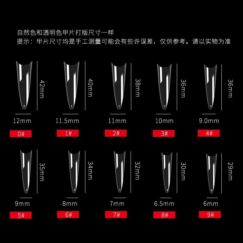 Móng nối nửa fom nhọn skinnail 10 fom 500 móng màu trong suốt màu đục tự nhiên fom móng chuẩn hàn dài fom chuẩn móng hsm