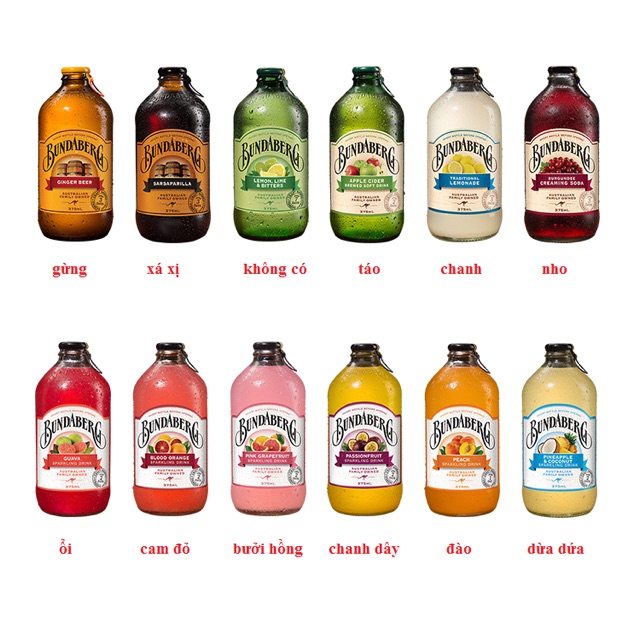 Nước ép trái cây nguyên chất có ga Bundaberg 375ml