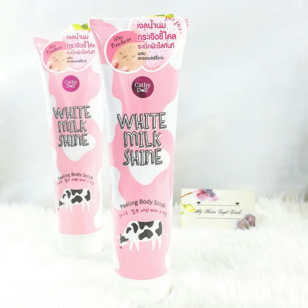 Tẩy Tế Bào Chết Toàn Thân Sữa Bò Cathy Doll White Milk Shine‎ Peeling Body Scrub Chính hãng Thái Lan 320ml