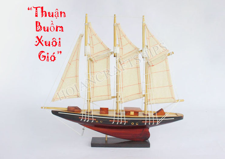 Mô hình thuyền gỗ trang trí Atlantic kem