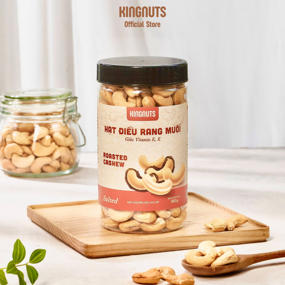 Hạt điều rang muối nguyên hạt tách vỏ lụa KingNuts loại 1 - 330g, 500g - Đặc sản Bình Phước, size lớn , nguyên lụa