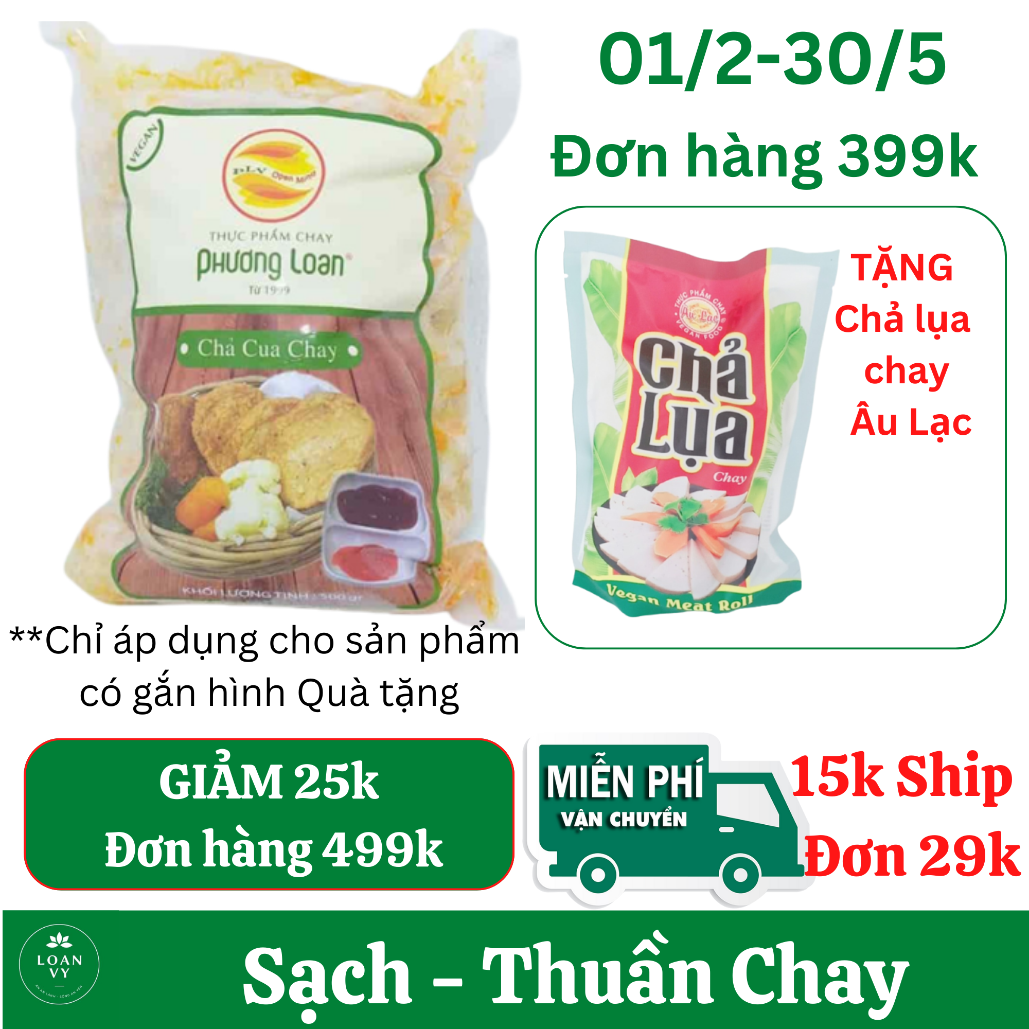 500g chả cua chay phương loan - thơm ngon thuần chay - thực phẩm chay loan vy + tặng chả lụa chay âu lạc đơn 399k