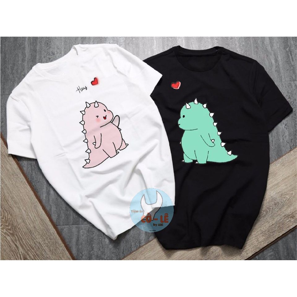 XẢ HÀNG ÁO đôi nam nữ in hình Đôi Khủng Long Con dễ thương đáng yêu- Giá 1 áo