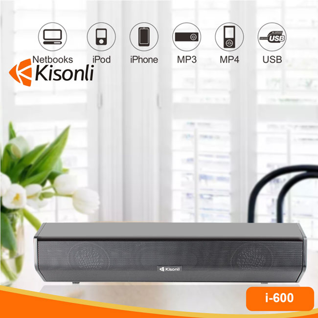 Loa thanh Loa Vi Tính Kisonli I-600 Thiết kế hiện đại, âm thanh chất lượng giá rẻ uy tín Loa áy tính Kisonli i-600 dạng thanh hiện đại (đen)