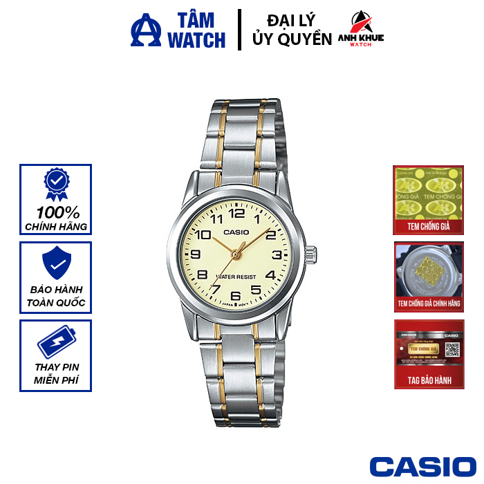 Đồng hồ nữ dây kim loại Casio Standard chính hãng Anh Khuê LTP-V001SG-9BUDF (25mm)