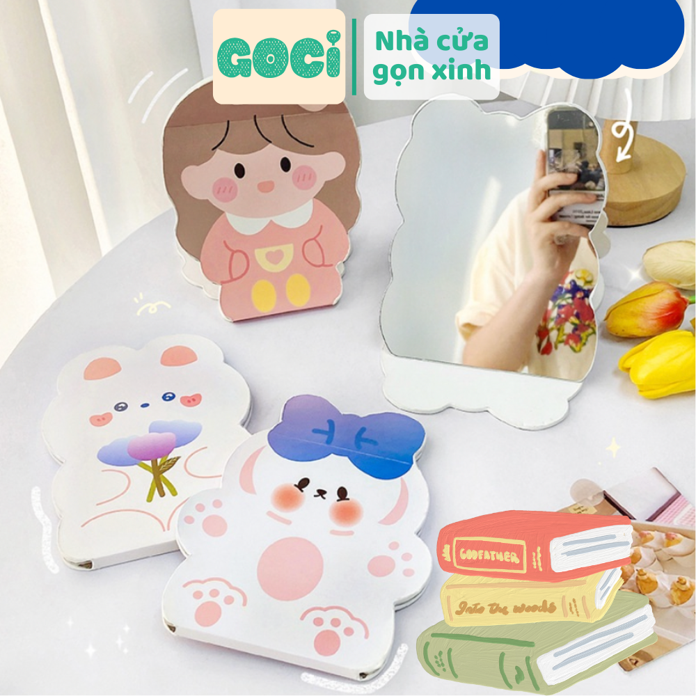Gương giấy gấp gọn gương để bàn gập gọn kiếng soi bằng giấy gấp gọn kích thước 15x21cm nhỏ gọn dễ mang theo