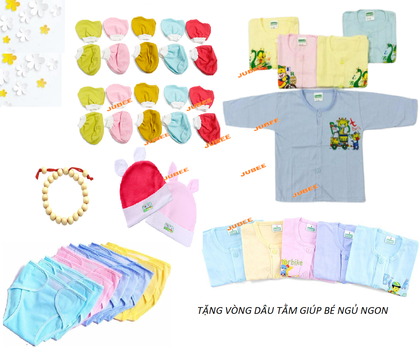Combo 37 món áo quần sơ sinh 100% cotton