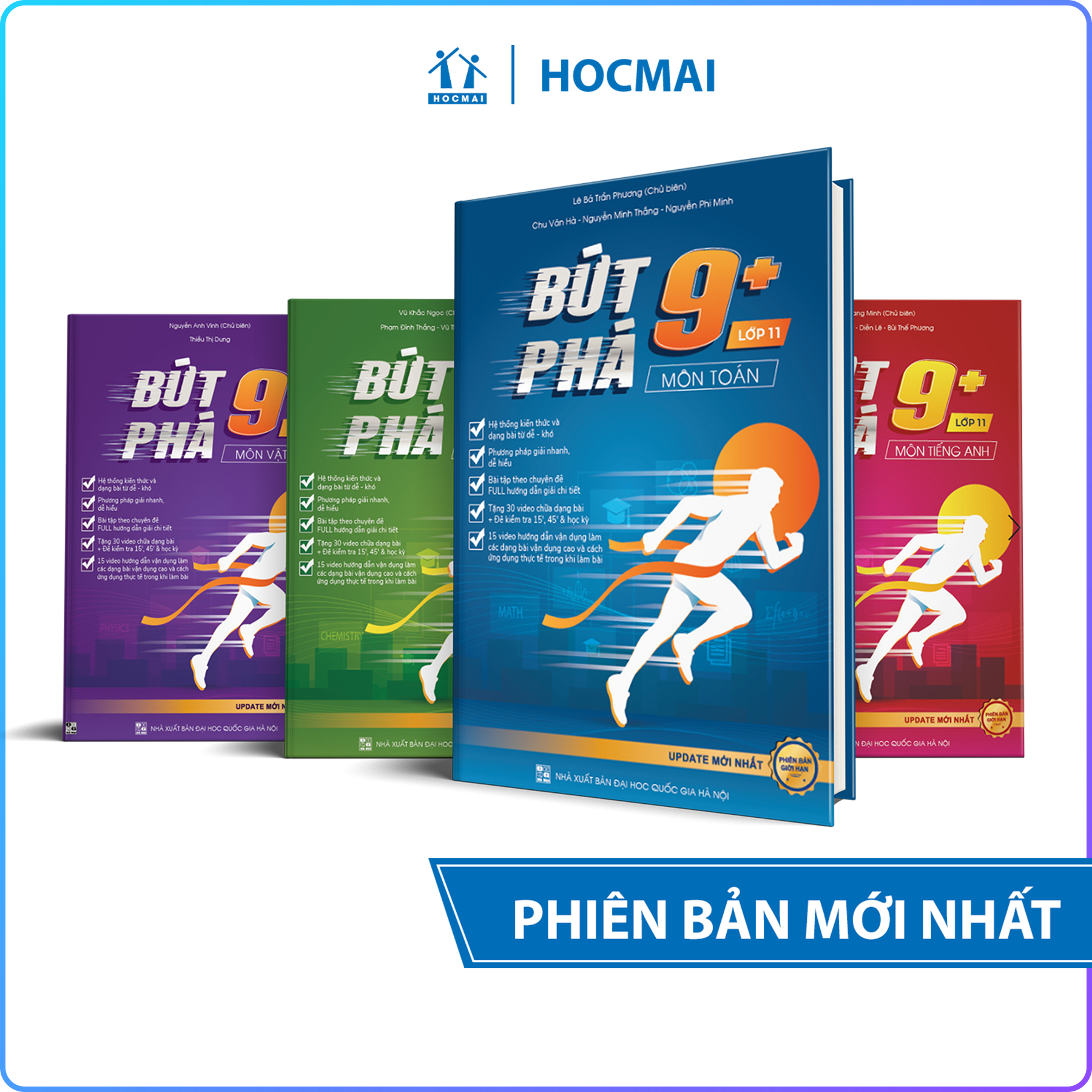 Combo 4 cuốn sách bứt phá 9+ lớp 11 môn toán, hóa, vật lí, tiếng anh
