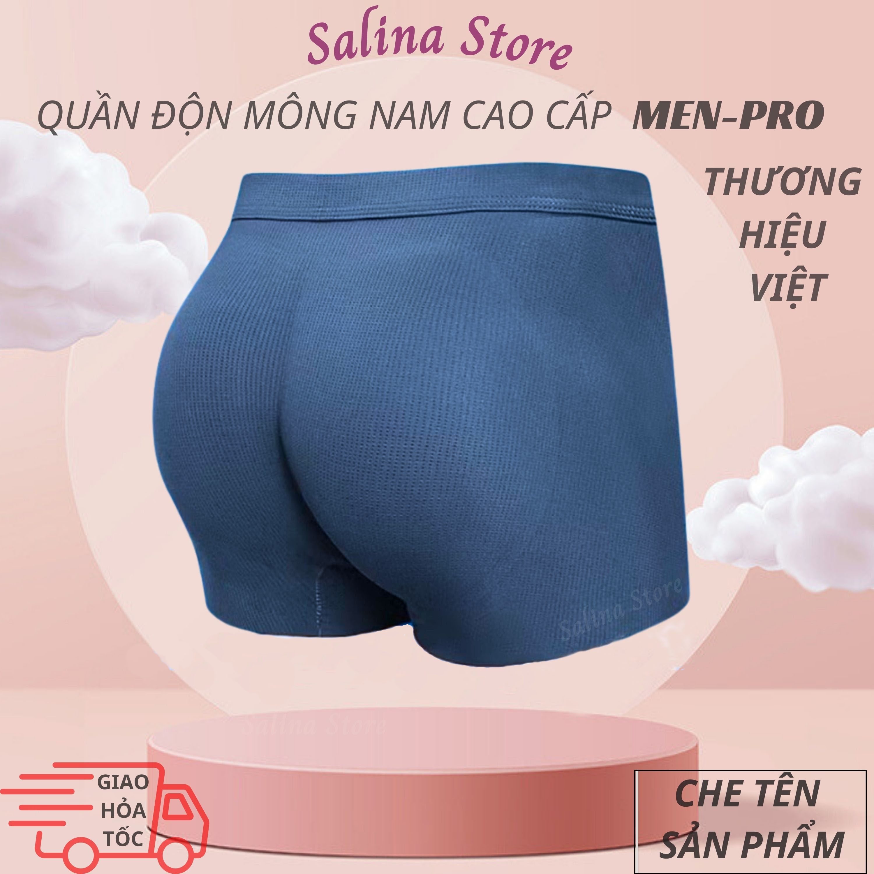 Quần độn mông nam nâng mông tự nhiên không dấu vết, quần sịp boxer sexy thoáng mát lịch lãm - SALINA STORE (Che tên)