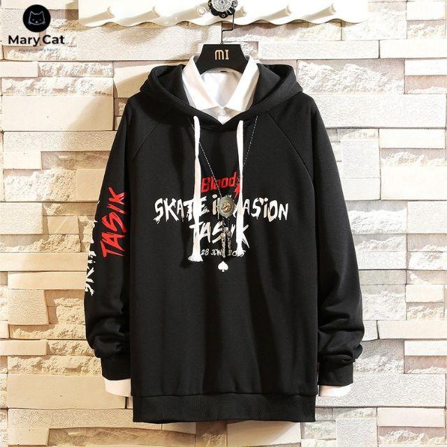 ÁO HOODIE NAM. PHỐI HÌNH LÁ BÀI MANG PHONG CÁCH HÀN QUỐC WQ3231