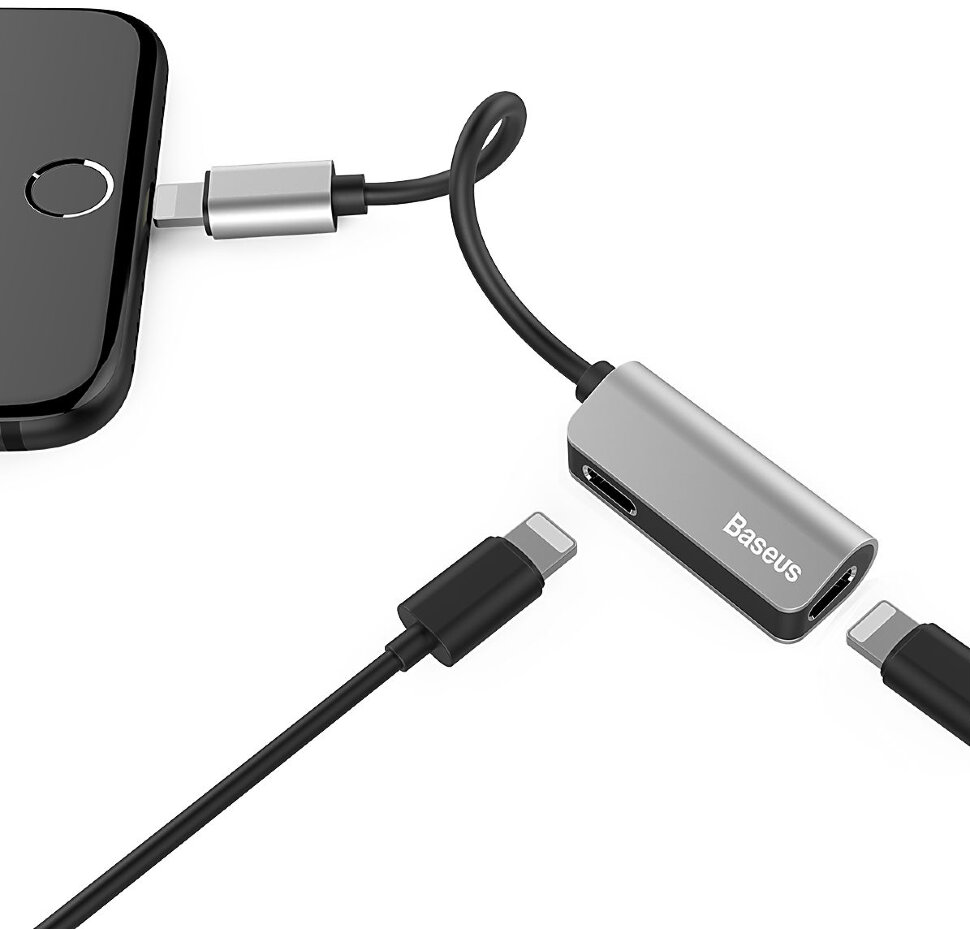 Bộ chia cổng âm thanh lightning 1 thành 2 baseus l37 cho iphone 7 / 7p / 8/8 plus / x /xs max / xr / 11 / 12 - giải pháp vừa nghe nhạc vừa chơi game