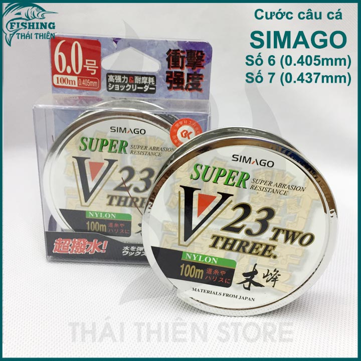 Cước câu cá Simago số 7 Super V23 dây siêu bền màu nho cuộn 100m