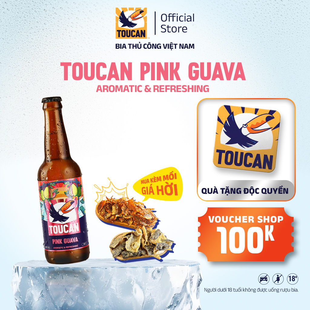 Bia Thủ Công Trái Cây Toucan Pink Guava - Hương Ổi Hồng 1 Chai 330ml