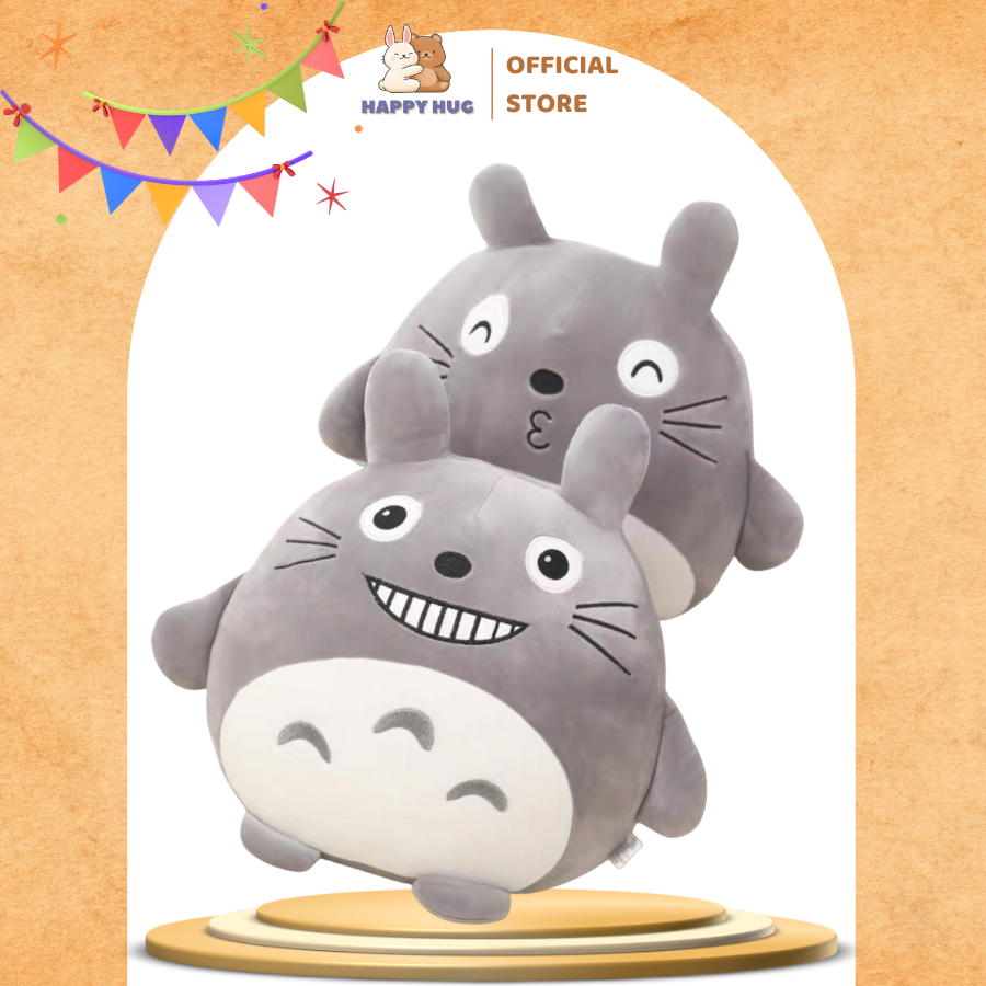 Thú bông Totoro gối ôm dễ thương Size 30x36cm, siêu mềm mịn - Gấu Bông Happy Hug