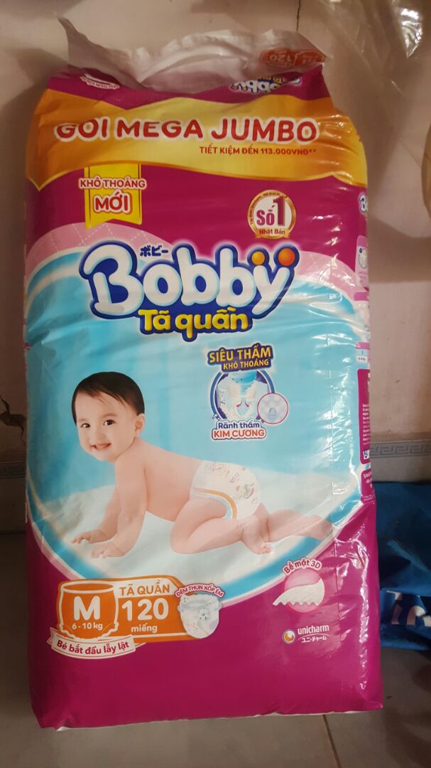 Tã Quần Bobby Gói Mega Jumbo M120 (120 Miếng)