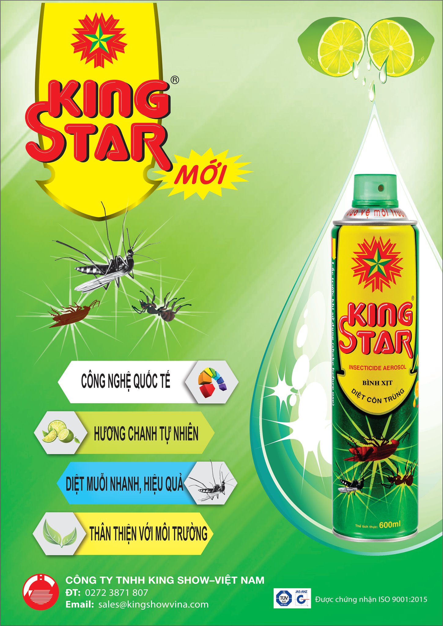 Bình xịt muỗi diệt côn trùng king star 600ml
