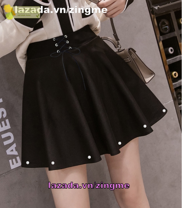 chân váy nữ zingme xòe thắt nơ chân cườm mt814 màu đen size S,M,L vừa trẻ trung, vừa mới lạ, tạo nên phong cách