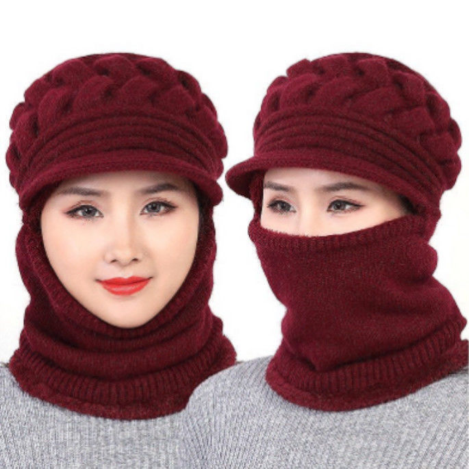Mũ len kèm khăn lót nỉ siêu ấm, mũ len nữ-, mũ len nữ mùa đông, mũ len nam,mũ len đẹp