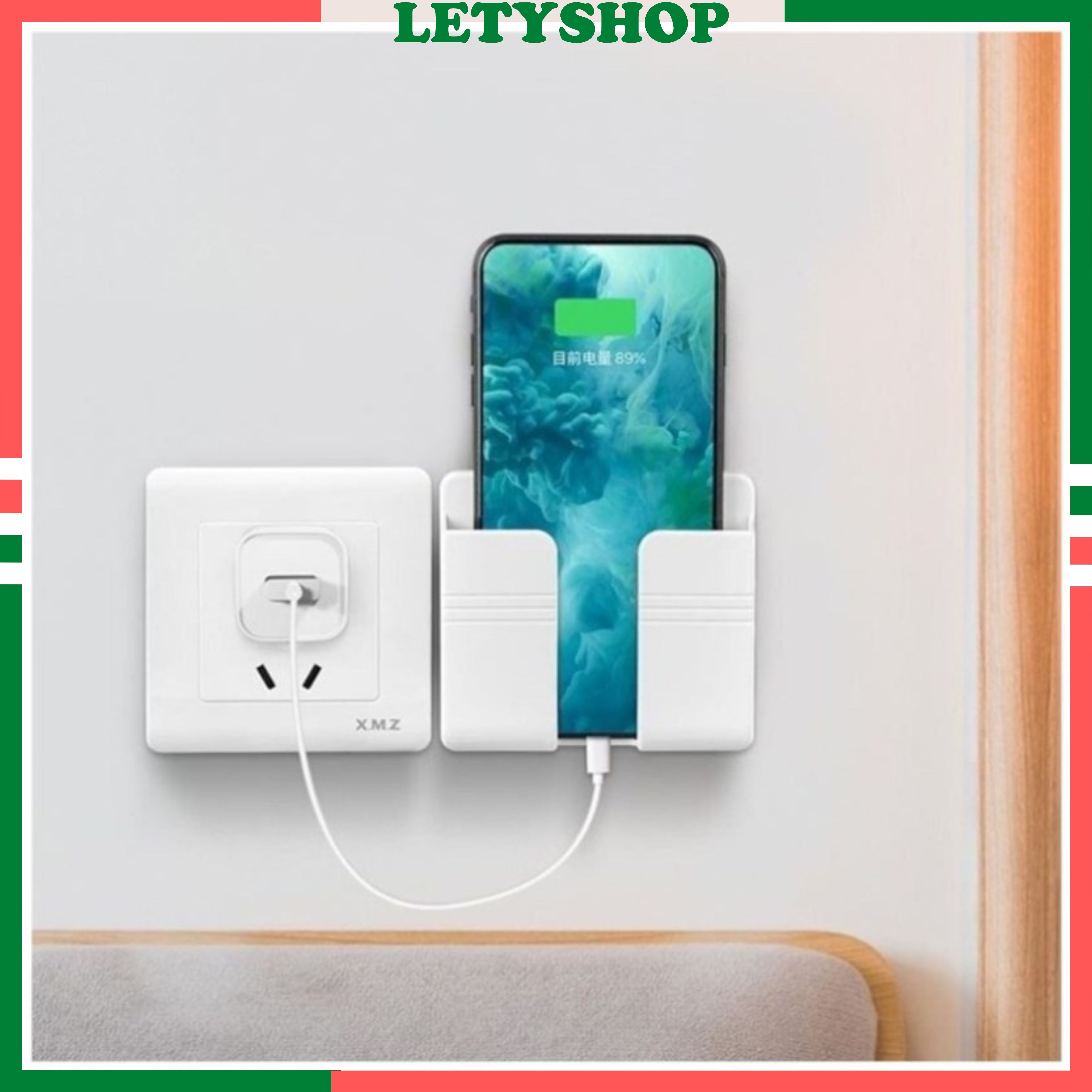 Giá đỡ điện thoại khi xạc có lỗ cắm xạc kệ để điều khiển remote dán tường không cần đục lỗ giá đỡ đồ dùng