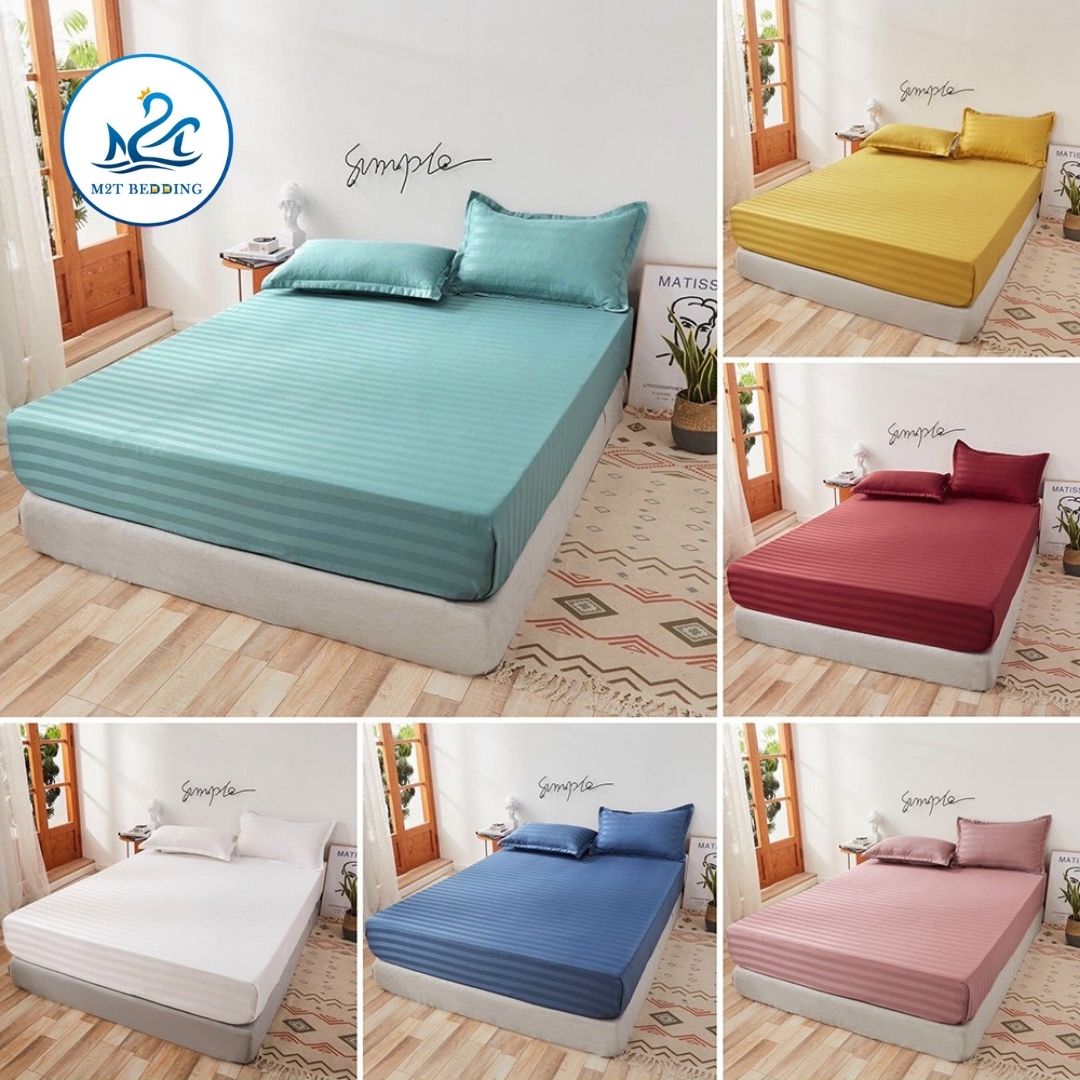 Bộ ga giường và vỏ gối Cotton 3F M2T Bedding - ga giường cotton Khách Sạn, Nhà Nghỉ, Homestay chuyên dùng - miễn phí bo chun drap nệm đủ size 1m, 1m2, 1m4, 1m5, 1m6, 1m8, 2m, 2m2