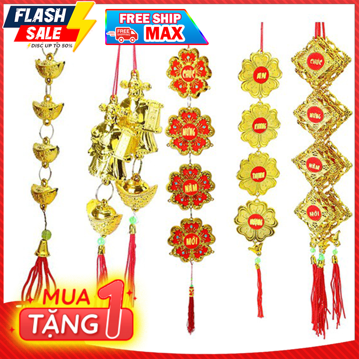 (FREE SHIP - MUA 1 TẶNG 1) Combo 10 dây liễn ngẫu nhiên - combo 3 - 5 dây trang trí cây Tết - Liễn treo tết-Trang trí tết giá rẻ-Dây treo cành đào,dây trang trí cây quất,dây treo cây mai ngày tết -Đồ trang trí tết- Mèo thần tài vẫy tay