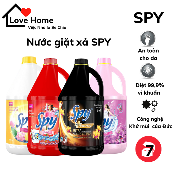 Nước giặt xả SPY nước giặt xả cho mẹ và bé 2 in 1 dung tích 3L 3.5L 4.5L an toàn cho da hàng chính hãng