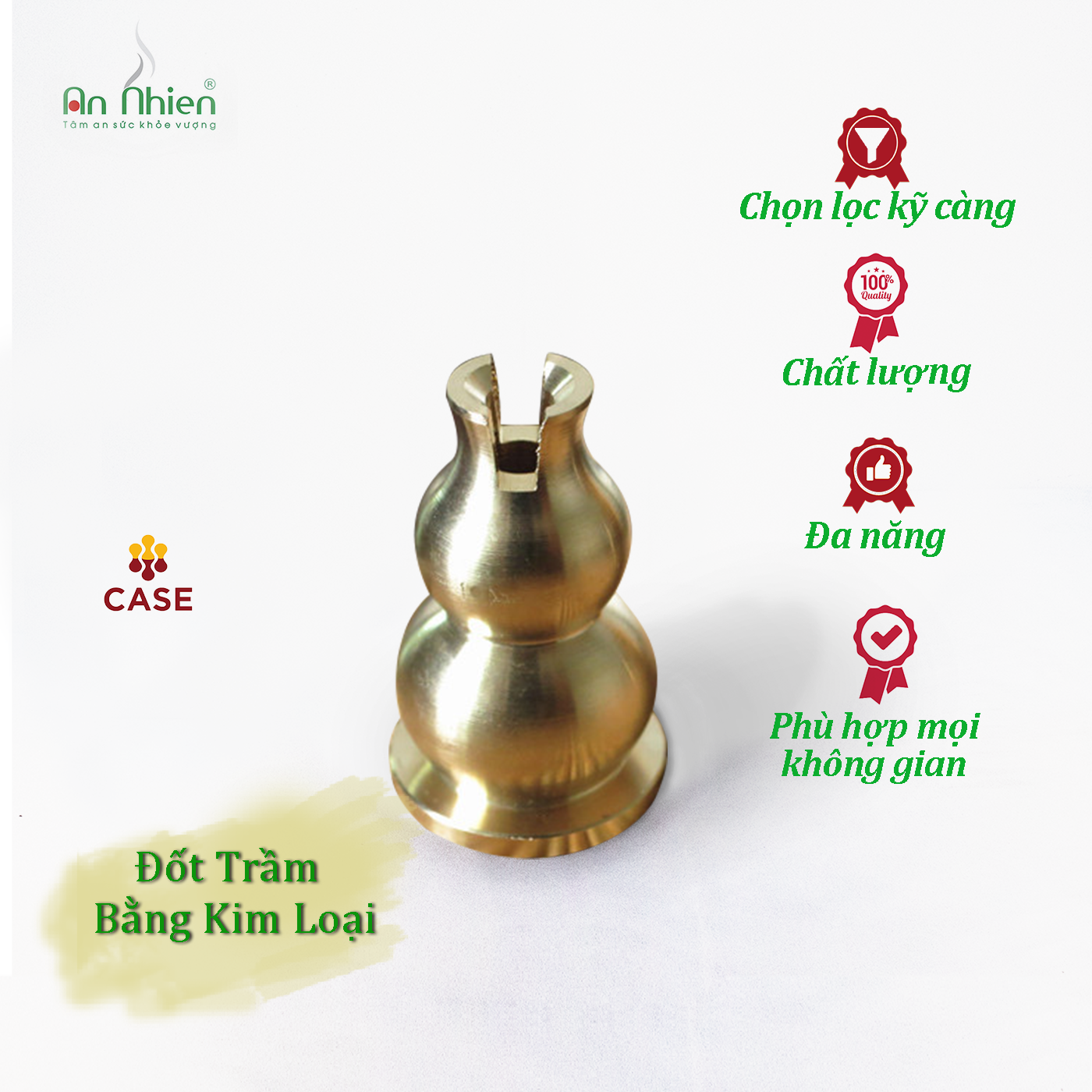Đế cắm nhang vòng, đặt hương cây hình hồ lô bằng đồng cao cấp KL05