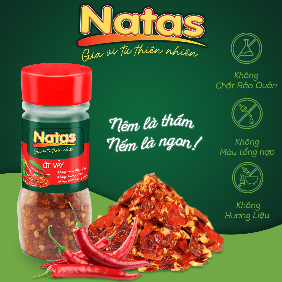 Ớt vảy natas gia vị tiện dụng