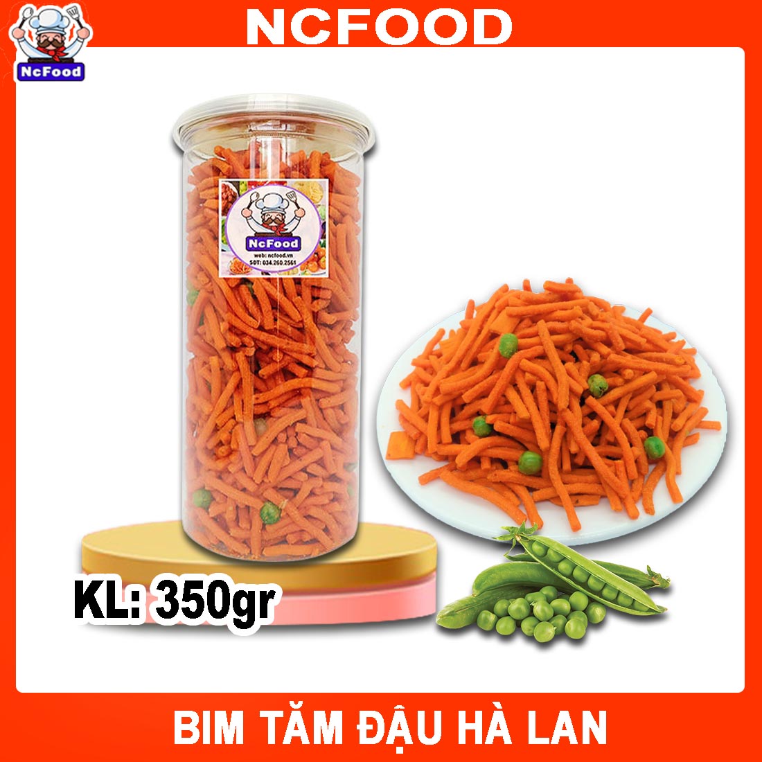 BIM BIM QUE ĐẬU HÀ LAN 350Gr hủ PEP/ Bim Tăm Đậu Hà Lan