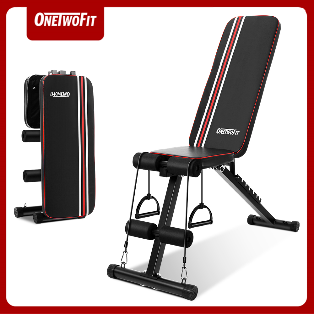 OneTwoFit Ghế tập tạ đa năng Ghế gập bụng chống đẩy tập gym đa năng có thể gấp lại Có thể điều chỉnh độ nghiêng OT226