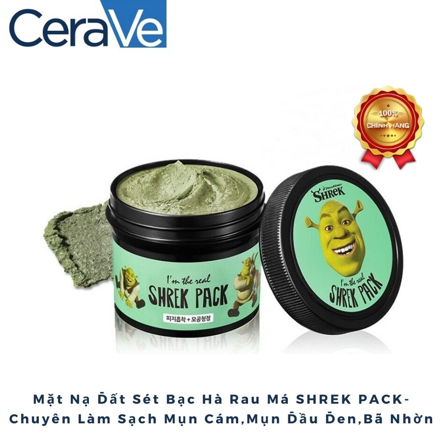 Mặt nạ đất sét bùn xanh Bạc Hà Rau Má nhãn hiệu I'm the real Shrek Pack 110gr trị mụn, lỗ chân lông to